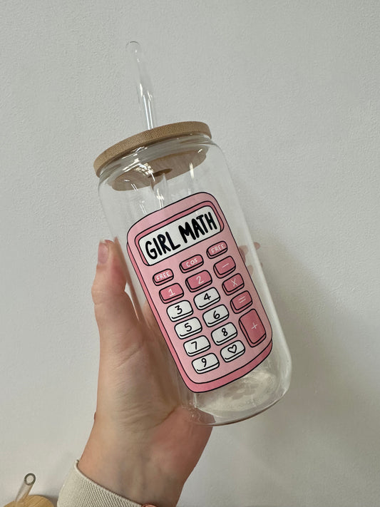 Girl math glass cup